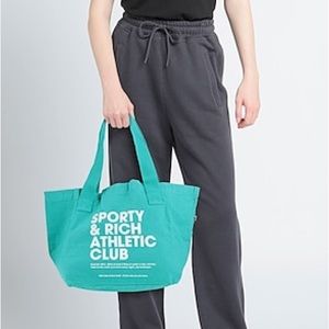 Sporty & Rich Women's Blue Excercise Often Shopping Tote Bag Logo Print Canvas